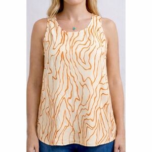 BY MALENE BIRGER • Orange Abstract Line Silk Tank Top, M